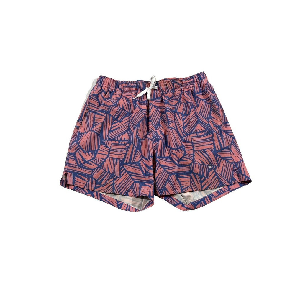 Bearbottom Stretch Swim Trunks Geo Abstract Print Breezy 5.5" Pink Mens L Flaw